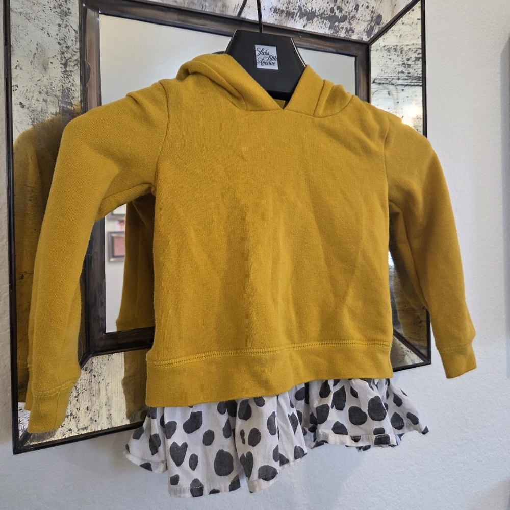 Tucker + Tate 3T Darling Hoodie Sweatshirt Yellow With Polka Dot Ruffle Bottom